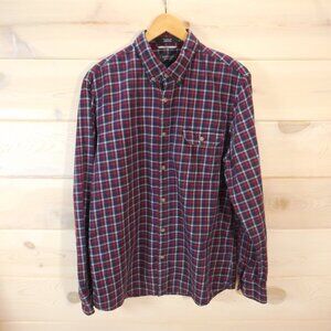 Nordstrom Men's Shop Trim Fit L 100% Cotton Button-up Plaid Flannel Shirt